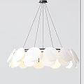 Modern Contemporary Chandelier With Multiple Circular White Discs And Metal Frame
