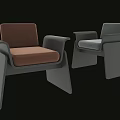 Modern Accent Chairs With Brown Gray Upholstery And Black Frame Comfortable Design