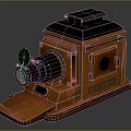 Vintage Electronic Camera With Wooden Body Classic Lens And Retro Design