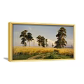 Beautiful Rural Landscape Painting With Golden Wheat Field Tall Trees And Dirt Path