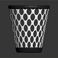 Mesh Design Trash Can With Black And White Polka Dots And Black Rim