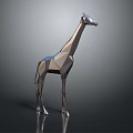 Modern Decorative Geometric Giraffe Sculpture with Metal Polygon Design and Reflective Base