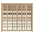 Wooden Folding Doors with Louvered Panels in Light Wood Tone for Modern Interior Design