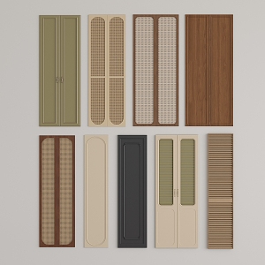 French Middle Style Door Panel Cabinet Door Combination Wardrobe Door Rattan Cabinet Door 3d model