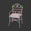 Traditional Rattan Armchair With Wooden Frame Classic Design And White Cushion