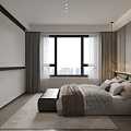Modern Bedroom Interior Design With Wooden Accent Wall LED Strip Lighting And Bed Bench
