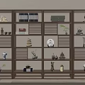 Wooden Antique Display Shelf Showcasing Vases Books Ornaments And Decorative Items