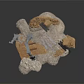 3D Model Bridge Components Featuring Stone Base Metal Supports And Wooden Beams