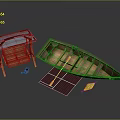 Wooden Rowboat With Small Table Solar Panels Yellow Object And Outdoor Gear