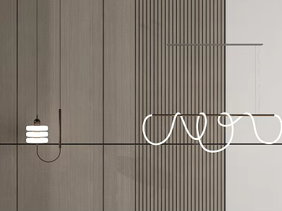 Modern Linear Chandelier Design For Contemporary Interior With Striped Wall Accents 3d model