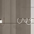 Modern Linear Chandelier Design For Contemporary Interior With Striped Wall Accents