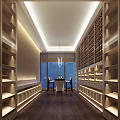 Modern Wine Cellar Interior Design With Wine Racks Bottles Lighting And Dining Table