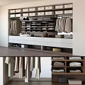 Organized Modern Wardrobe Design With Hanging Clothes Folded Garments Drawers And Storage Shelves