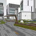 Modern Office Building Complex With Low Rise High Rise Structures Green Spaces And Parking