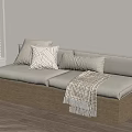 Minimalist Window Sofa Bed With Storage Wooden Base And Decorative Pillows Blanket