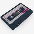 Deep Blue Musical Instrument Recording Cassette Tape with White Pink Stripes