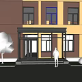 Framed Glass Porch Entrance Structure With Transparent Panels Steps And House Front Greenery