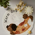 Round Carpet With Cute Cartoon Dog Pattern And Warm Dog Text For Kids Room Decor