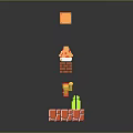 Pixel Game Character Jumping Near Mushroom On Brick Platforms With Question Mark Blocks 3d model