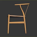 Wooden Frame Leisure Chair With Curved Back And Woven Seat Modern Design