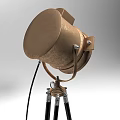 Modern Floor Lamp With Metallic Shade And Black Tripod Stand Design