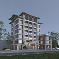 Modern Detached Villa With Multiple Floors Glass Windows Balconies And Surrounding Trees