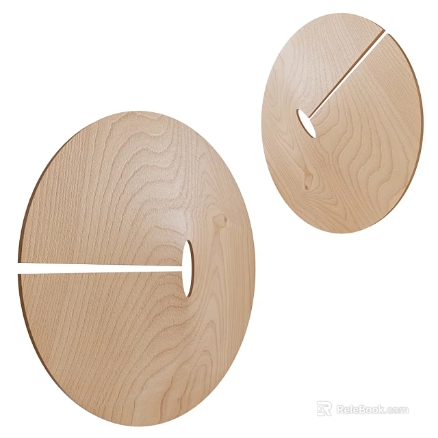 Modern Wooden Round Wall Decor With Minimalist Cutouts For Home Interior 3d model 