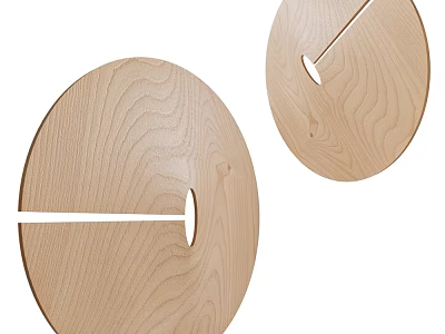 Modern Wooden Round Wall Decor With Minimalist Cutouts For Home Interior 3d model