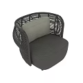 Modern Woven Leisure Chair With Gray Cushion And Curved Backrest Design