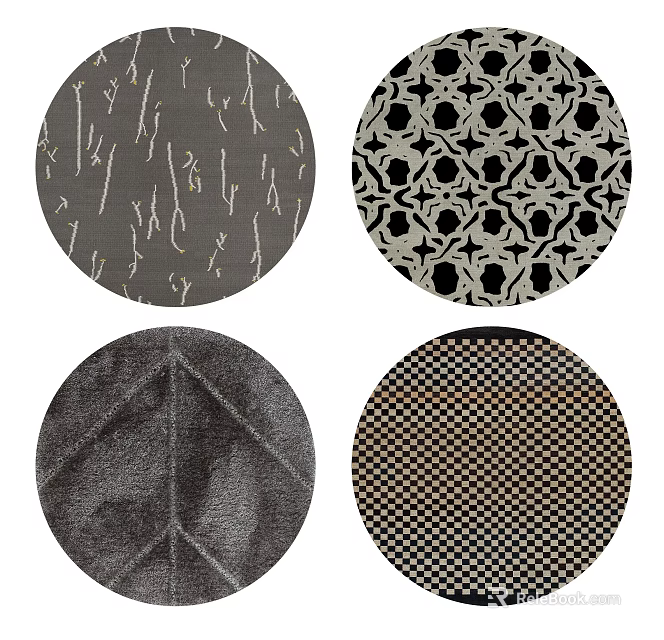 Stylish Round Rugs with Diverse Patterns Textures and Modern Designs 3d model