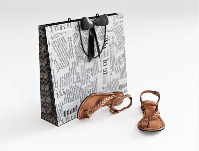 Modern Bag Shopping Bag Tote Bag Shoes Sandals High Heels 3d model