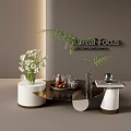Stylish Interior Decor With Coffee Table White Flowers Teapot And Surreal Focus Sign