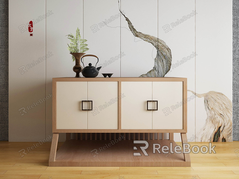 New Chinese Style Entrance Cabinet End View Desk model