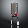 Mechanical Robot Character With Biological Structure Silver Body Red Base Four Legs White Supports