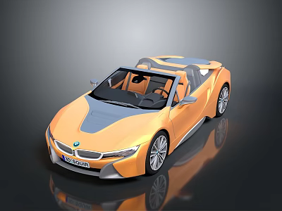 Orange Convertible Sports Car With Sleek Design Open Top And Shiny Wheels 3d model
