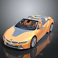 Orange Convertible Sports Car With Sleek Design Open Top And Shiny Wheels