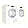 Two Haier White Front Load Washing Machines With Control Panel And Stainless Steel Door