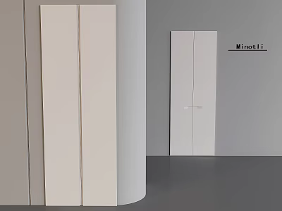 Modern White Double Wardrobe Doors With Smooth Panel And Minimalist Design 3d model