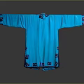 Elegant Traditional Blue Robe With Wide Sleeves And Purple Floral Patterns