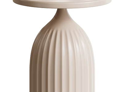 Elegant Cream Beige Ribbed Pedestal Dining Table With Smooth Round Tabletop For Minimalist Home Interiors 3d model