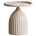 Elegant Cream Beige Ribbed Pedestal Dining Table With Smooth Round Tabletop For Minimalist Home Interiors