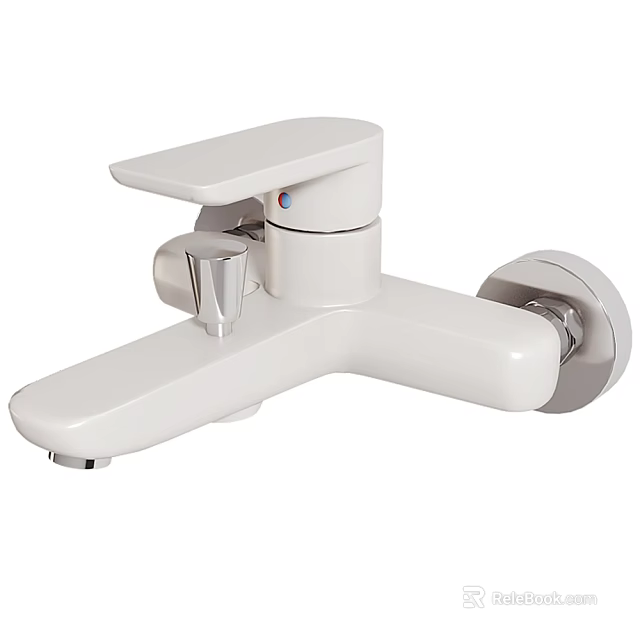 Modern White Wall Mounted Faucet With Single Handle And Sleek Design 3d model