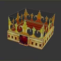 Ornate Pixel Art Golden Crown With Red Gem And Spiked Design