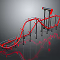 Red Outdoor Playground Slide Equipment With Curved Track And Metal Support Poles