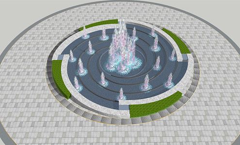 modern fountain water feature 3d model