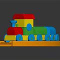 Electric Toy Train With Colorful Building Blocks On Orange Track For Kids Play