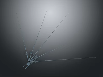 Metallic Antenna Device With Multiple Radial Rods For Signal Transmission 3d model