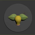 Yellow Character Plant With Green Leaves Long Stem And Legs On Round Base