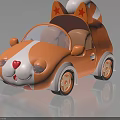 Kids Cartoon Dog Shaped Toy Car With Orange White Body And Star Roof