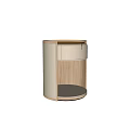 Modern Wooden Bedside Table With Round Shape Drawer And Open Shelf 3d model